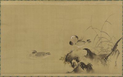 Mandarin Ducks in a Landscape, Edo period, mid 17th-early 18th century by Kano Tsunenobu